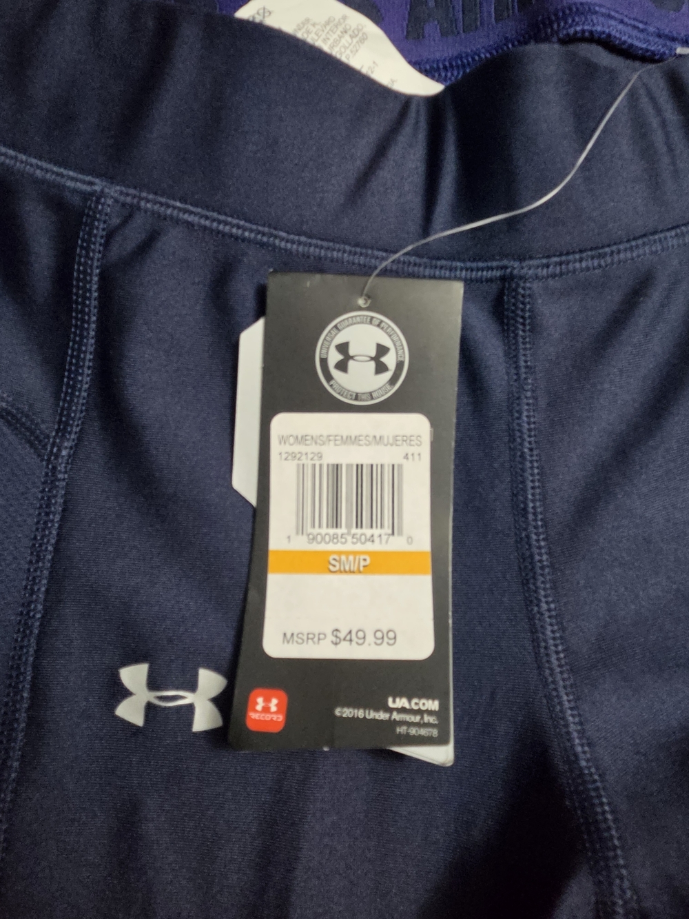 Under Armour Navy and White Colorblock High-Waist Leggings - Picture 3 of 4